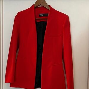 Zara Women's Vibrant Red Suit Jacket/Blazer